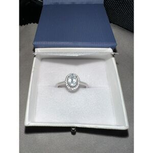 Beautiful Natural Oval Cut Aquamarine and Diamond Cluster